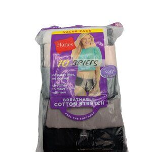 Hanes Women’s 10 Briefs Value Pack Breathable Cotton Stretch Size 10 2XL